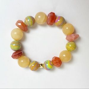 Gemstone Bead Stretch Bracelet Yellow Agate
